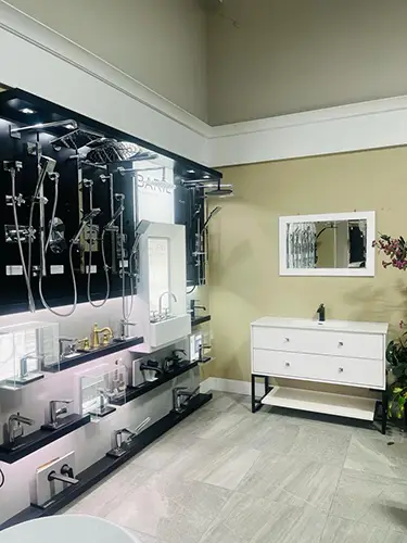 Shower display in Mississauga showroom